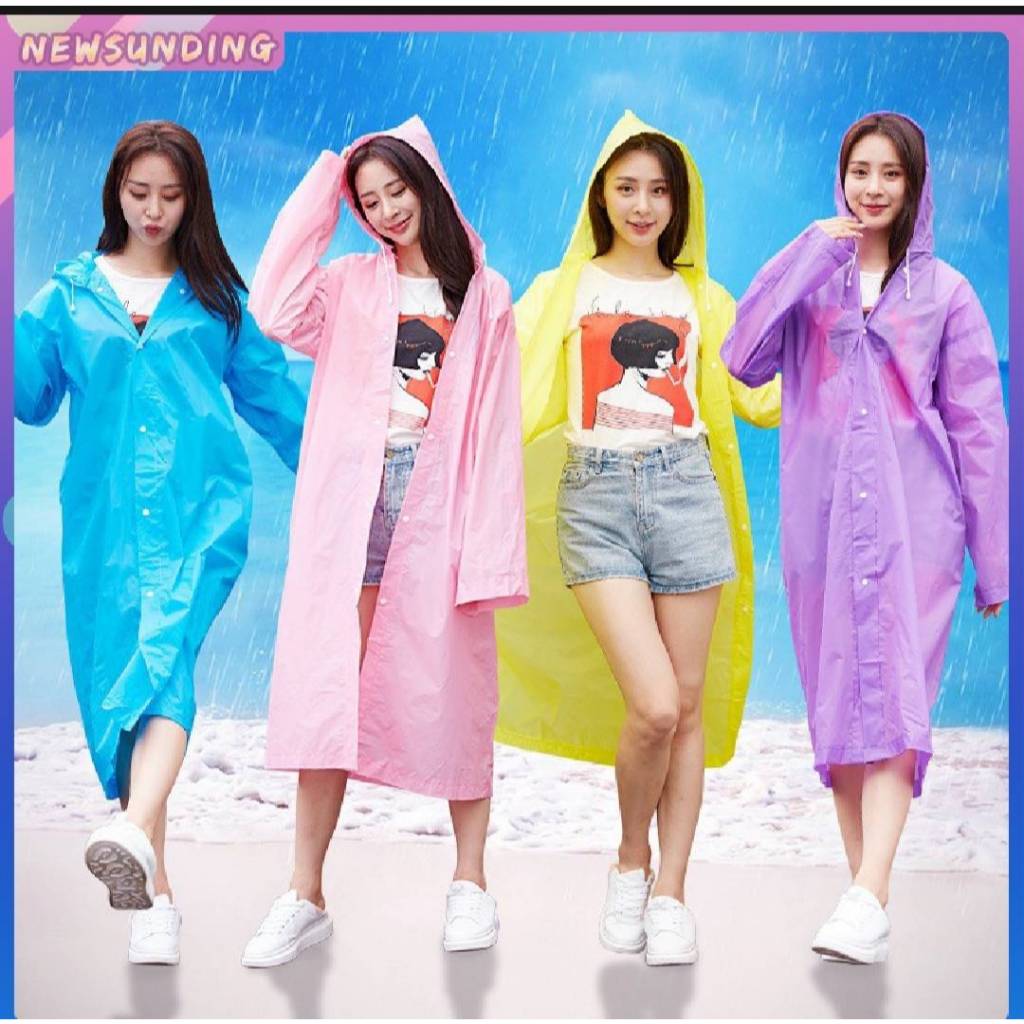 ชุดกันฝนผู้ใหญ่ เสื้อกันฝน 100gแขนจั้ม เสื้อกันฝนแฟชั่น สไตล์เกาหลี Rain coats กันน้ำ แบบหนา
