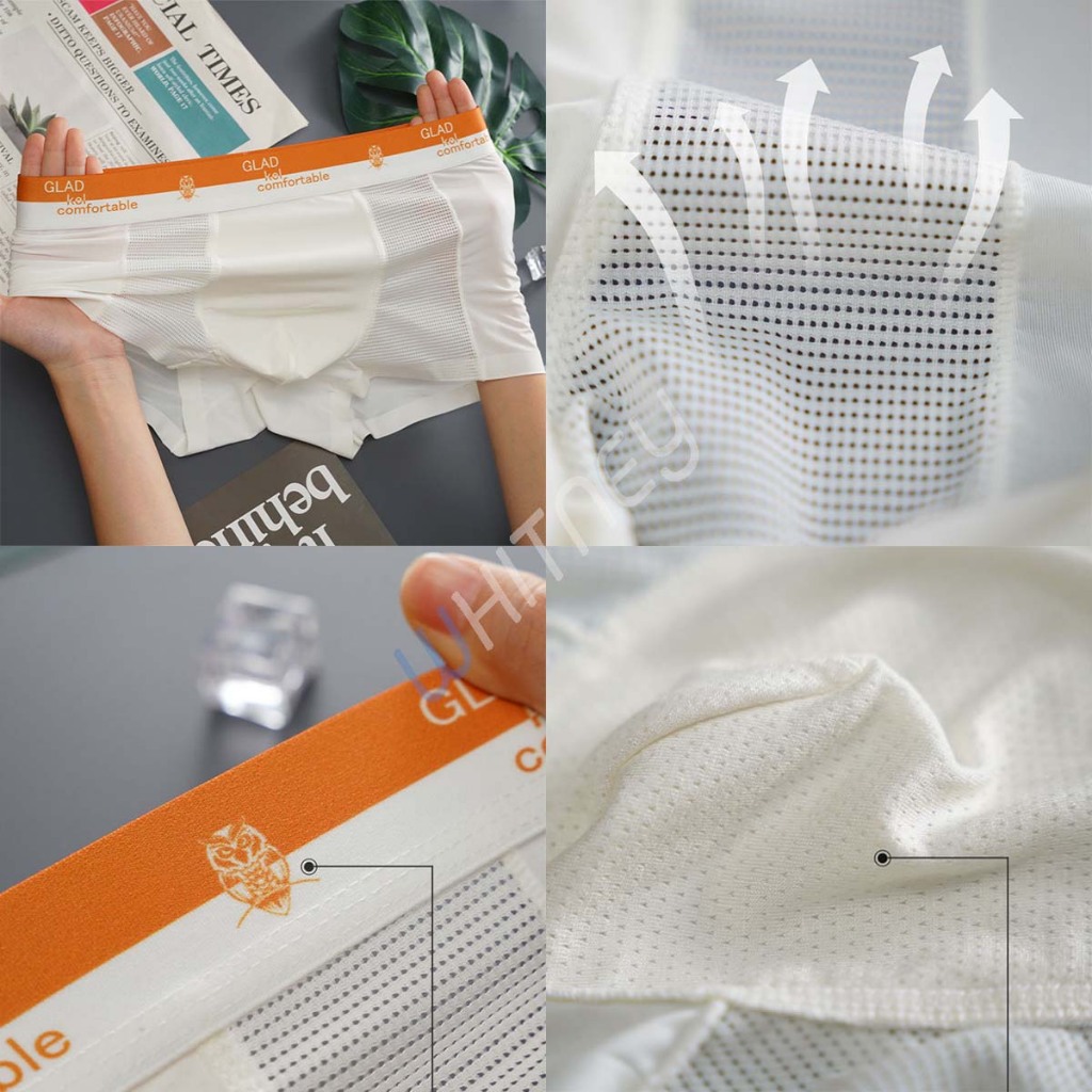 กางเกงในผู้ชาย สีพื้น ซีทรู มีเป้า GLAD kel comfortable ผ้าไหม(EUM15)