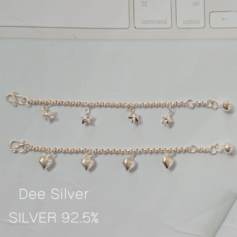 สร้อยข้อมือเด็ก สร้อยข้อมือเงินแท้ เงินแท้ 92.5% ลายผ่าหวายหนา 3 มิล ยาว 4.5 นิ้วกับ5.5นิ้ว