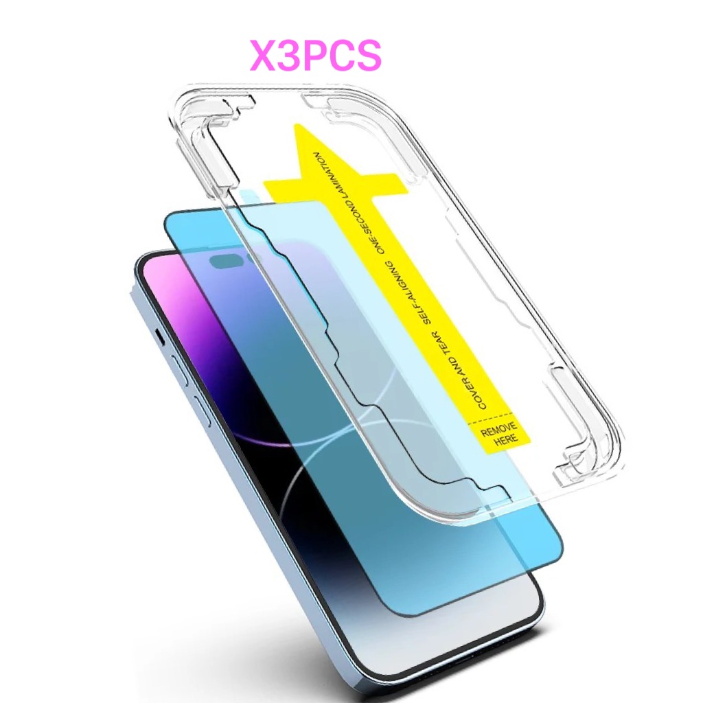 [X3PCS ติดง่าย] ฟิล์มกระจกใสHD เต็มจอ for iPhone 11 16 15 14 13 12 Pro Max XS XR 6 7 8 14 15 16 Plus 11 12 13 14 15 Pro