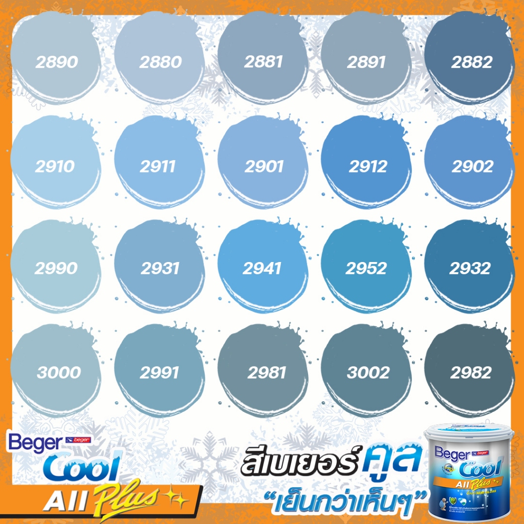 Beger สีฟ้า คูลออลพลัส ขนาด 3 ลิตร กึ่งเงา ด้าน สีทาบ้าน เบเยอร์ สีบ้านเย็น สีน้ำอะคริลิคแท้