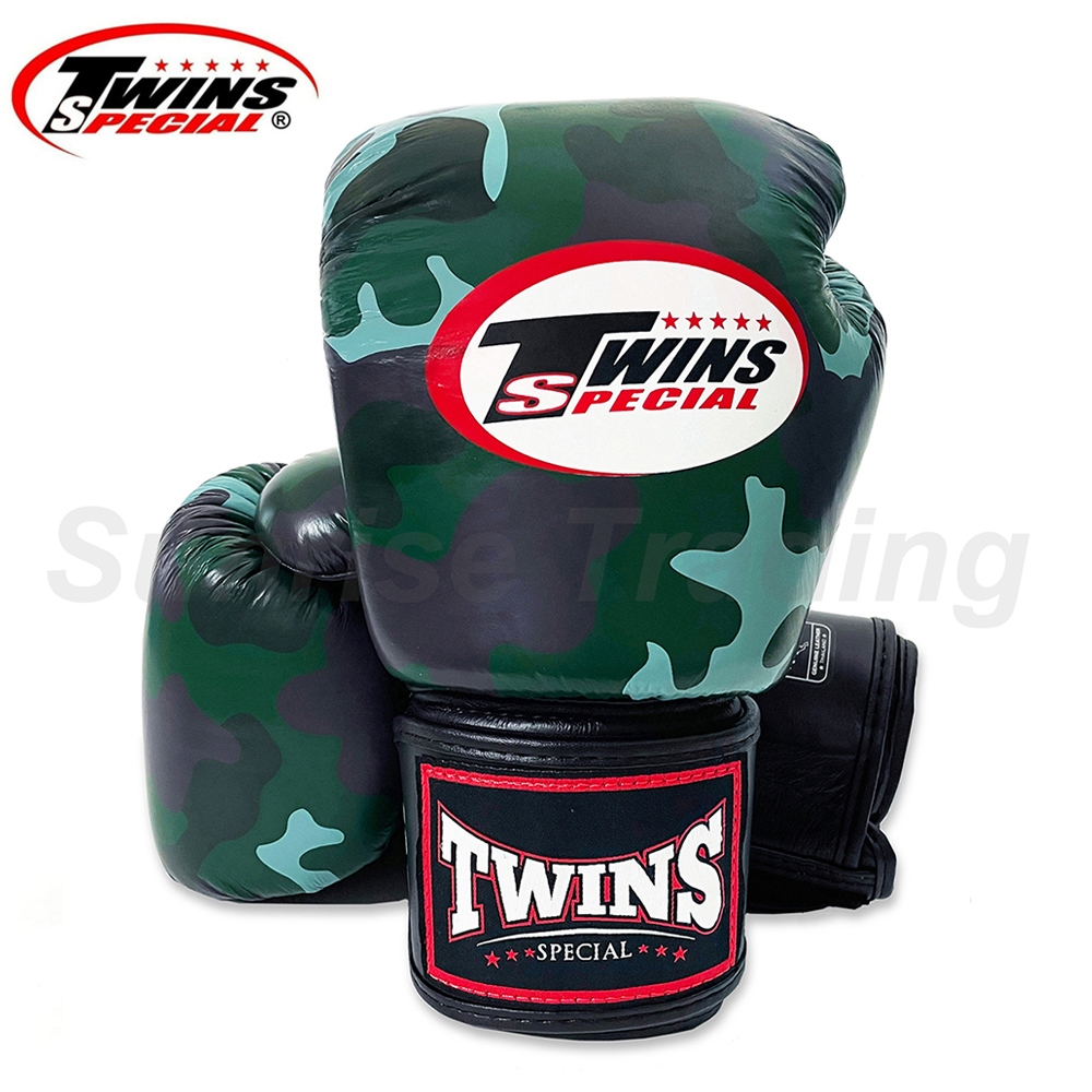 นวมชกมวย นวม มวยไทย Twins Special Muay Thai Boxing Camo Fancy Gloves Genuine Leather 1pair หนังแท้ T