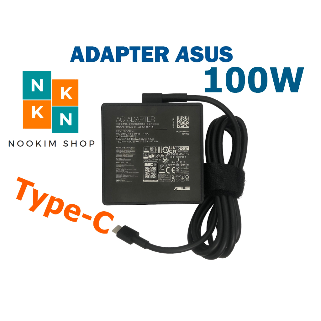 Asus Adapter ของแท้ 20V/5A 100W หัว USB Type-C สายชาร์จ เอซุส อะแดปเตอร์ อัสซุส