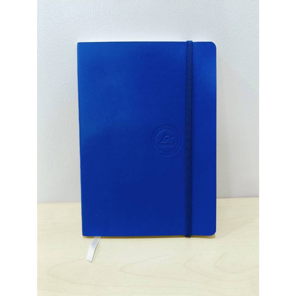 [พร้อมส่ง/มือหนึ่ง] สมุดบันทึก A5 มีเส้น ปกหนังPU สีน้ำเงิน โลโก้ Tetra Pak