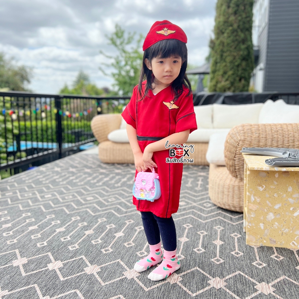 ตรงปก✅ ชุดอาชีพเด็ก ชุดแอร์โฮสเตส [+ของเล่น] พนักงานต้อนรับบนเครื่องบิน Air hostess Learningbox - รูปที่ 3