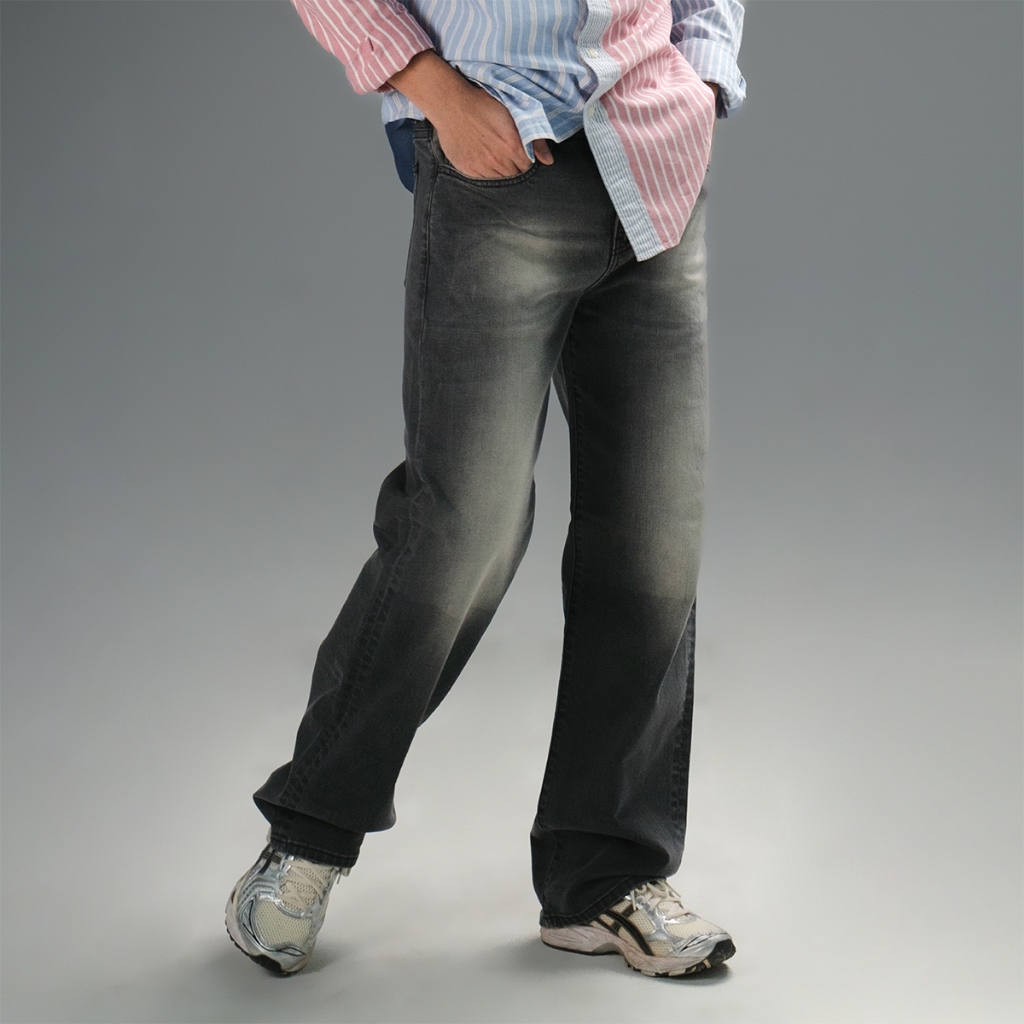 era-won กางเกงยีนส์ทรง Baggy Denim Comfy Loose Baggy สี BLACK WASH
