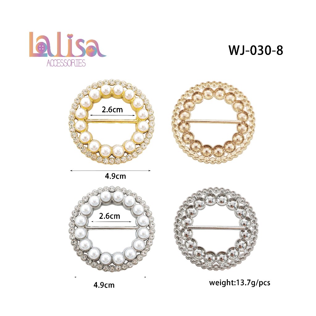 แหวนกลัดผ้าพันคอไหมแบบไร้เข็ม หัวเข็มขัดผ้าพันคอไข่มุก  pearl scarf buckle (E-3-K,WJ-030-8)