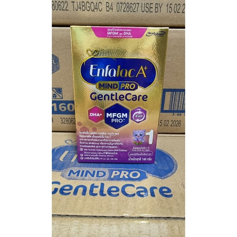 นม เอนฟาแล็ค เอพลัส นมผง เด็ก นม enfa GC1กล่องม่วง สูตร1 160 กรัม Enfalac A+ Mindpro Gentle Care For