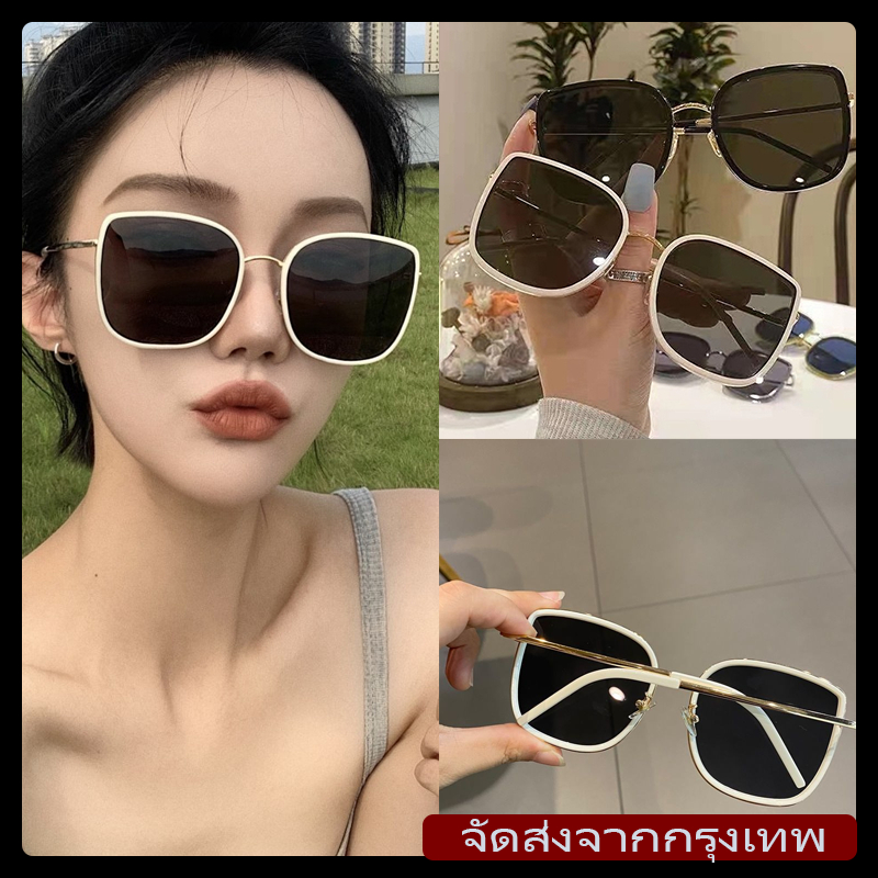 แว่นกันแดดกรอบใหญ่แฟชั่นเกาหลีสำหรับผู้หญิงใหม่สีชานมแว่นกันแดดลดความอ้วนหน้ากลมพร้อมแว่นตาโพลาไรซ์ตามใบสั่งแพทย์Unisex