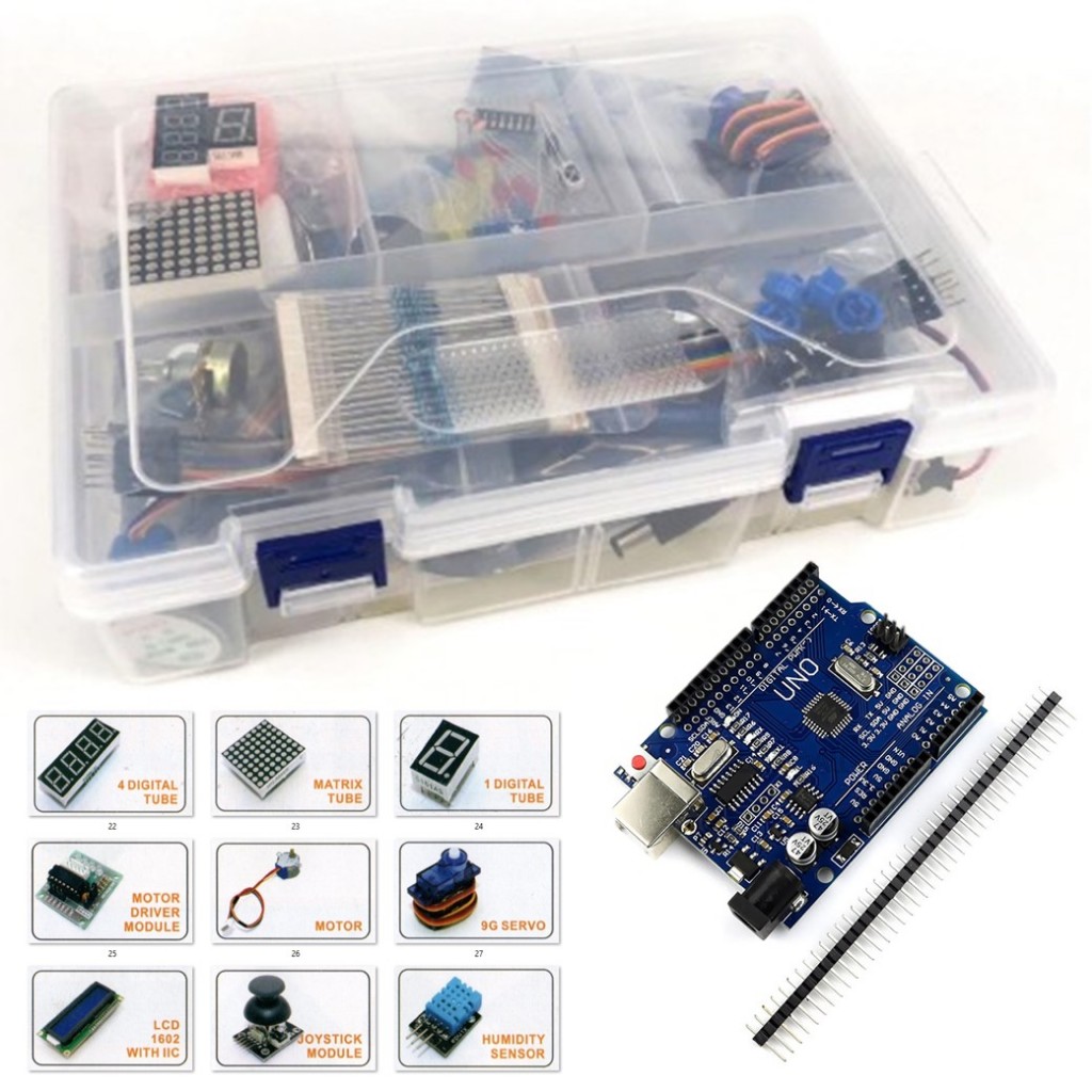 Arduino UNO Learning Kit ชุดเรียนรู้บอร์ด Arduino UNO 1 ชุด มีอุปกรณ์มากว่า 40 รายการ จำนวนกว่า 120 
