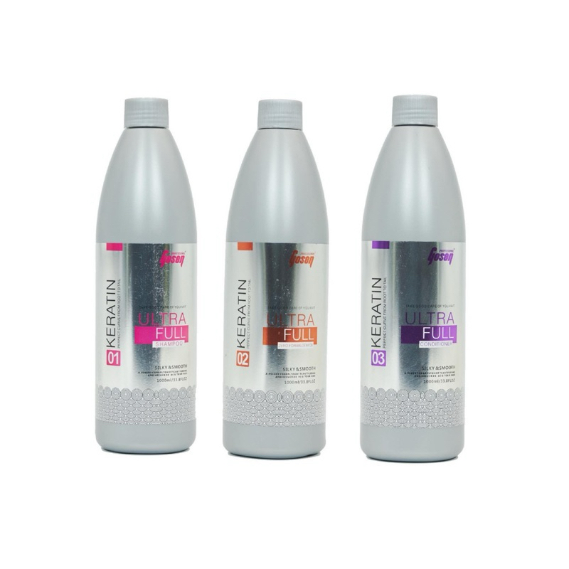 (แยกขาย) Gosen Keratin Ultra Full เคราตินพลัส โกเซ็น 1000 มล. สูตร 3 ขั้นตอน ฟื้นฟูผมเสีย