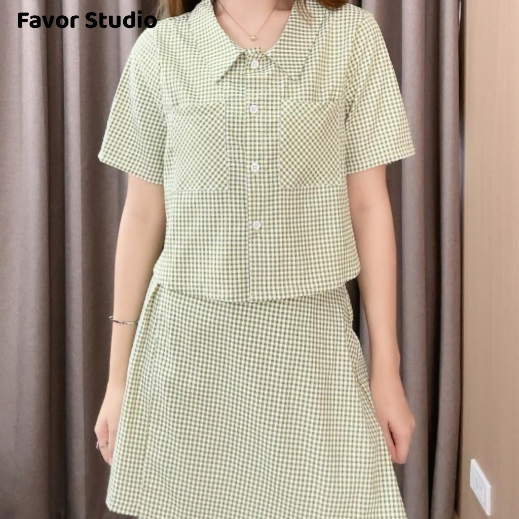 🔥60% OFF วันนี้เท่านั้น🔥 ชุดเซตลำลองลายสก็อตแบบสั้น มีกระเป๋าหน้าสองข้าง น่ารัก ใส่สบาย เดรสสาวอวบ