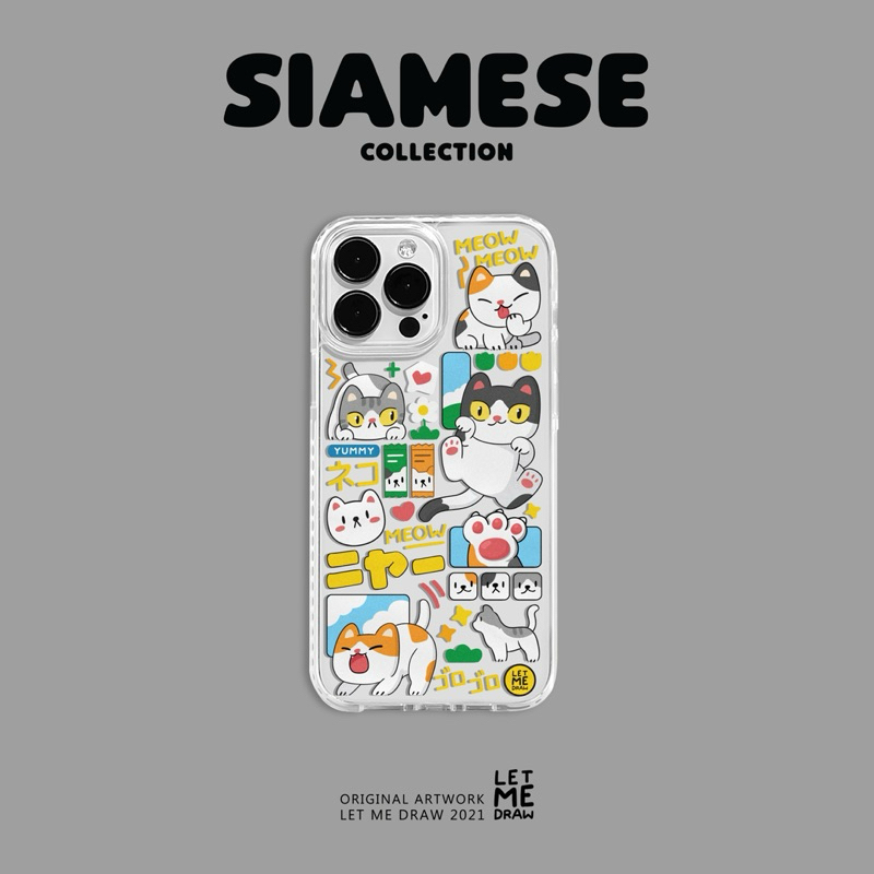 Letmedraw Case ลายแมวไทย “ SIAMESE” *แจ้งรุ่นของโทรศัพท์ทางแชท*