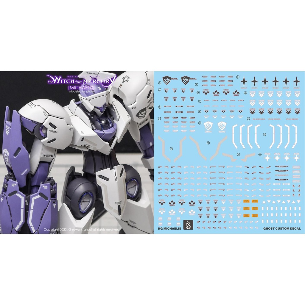 ดีคอลน้ำ DECAL [GHOST] HG 1/144 Michaelis สะท้อนแสงแบล็คไลท์