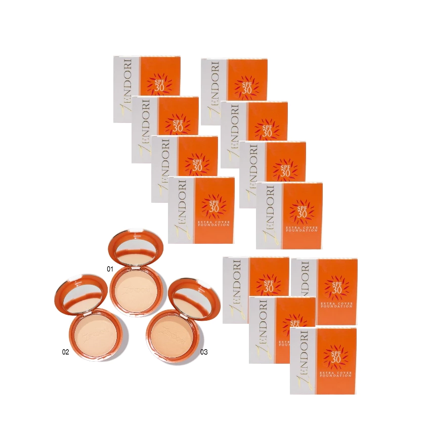 Zendori Extra Cover Foundation SPF30 : แป้งเซนโดริ เอ็กซ์ตร้า (ส้ม) 12 ตลับ
