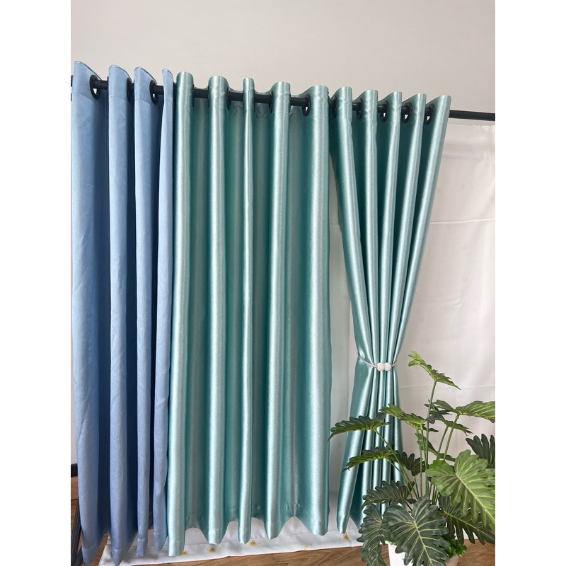 แนะนำ ผ้าม่าน ผ้าม่านสีเขียวมิ้น สีเขียวอมฟ้า ผ้าม่านกันแสง สามารถกันแสงได้ 80% ราคาพิเศษ มีเก็บเงินปลายทาง