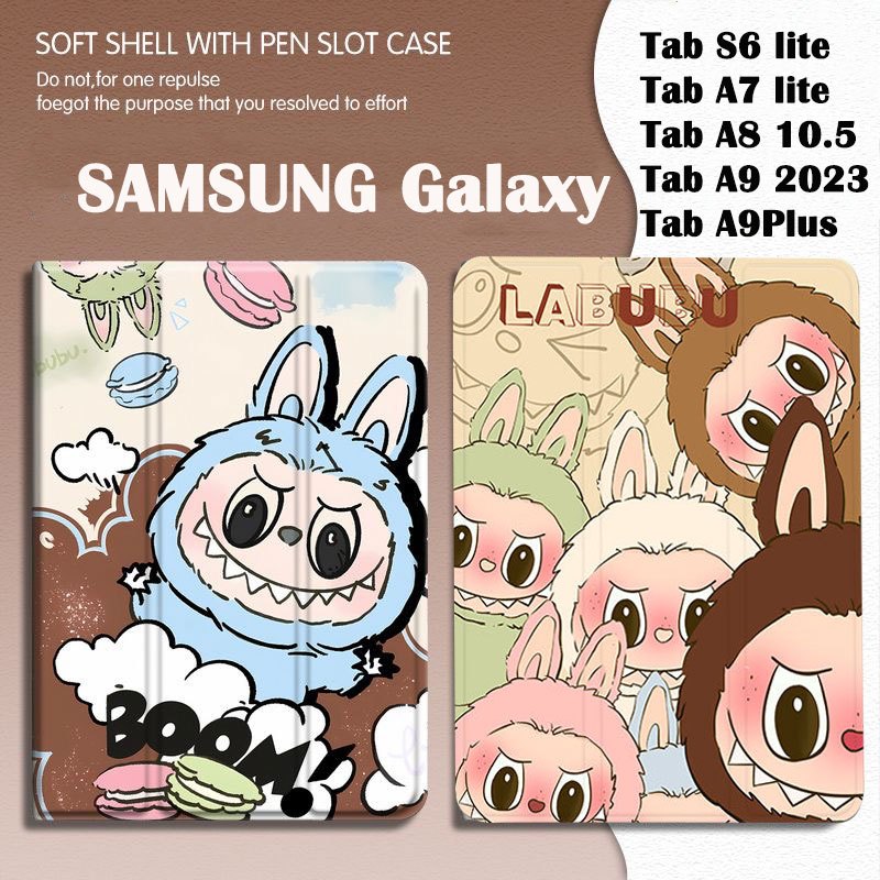 เคสแท็บเล็ต ฝาพับ ผ้าคลุมลายการ์ตูนน่ารัก สําหรับ Samsung Galaxy Tab S6 lite/Tab A7 lite/Tab A8 A9 Plus มีช่องใส่ปากกา