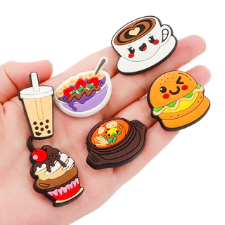 ตัวติดรองเท้า Pvc ตัวการ์ตูน อาหาร สำหรับตกแต่ง Diy รองเท้าหัวโต ติดง่าย น่ารัก
