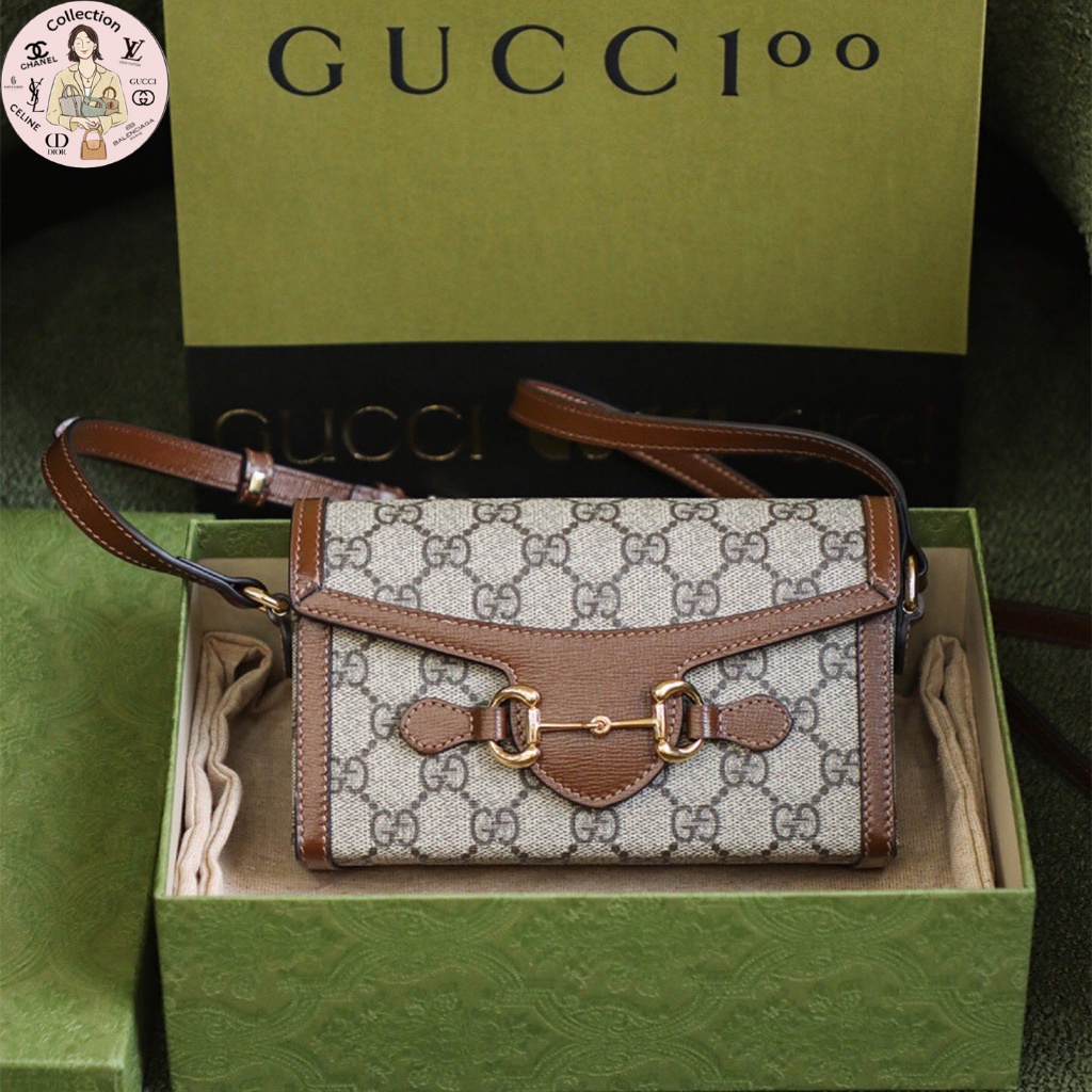 💯ของแท้👜กุชชี่ Gucci Horsebit 1955 Mini Bag Phone Bag ผู้หญิง/กระเป๋าสะพายไหล่