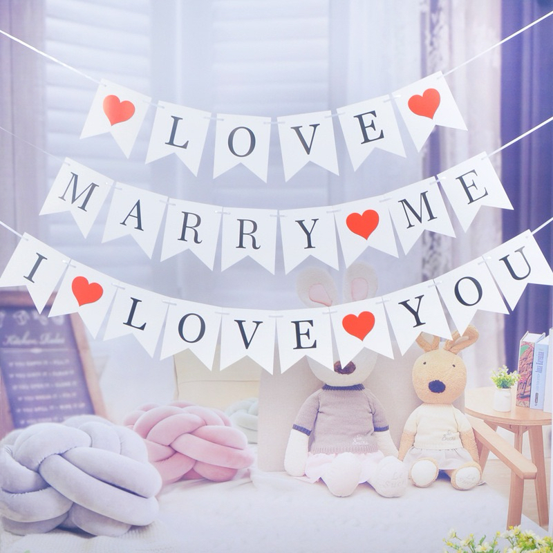 ธงป้าย ขอแต่งงาน I Love You. MARRY ME