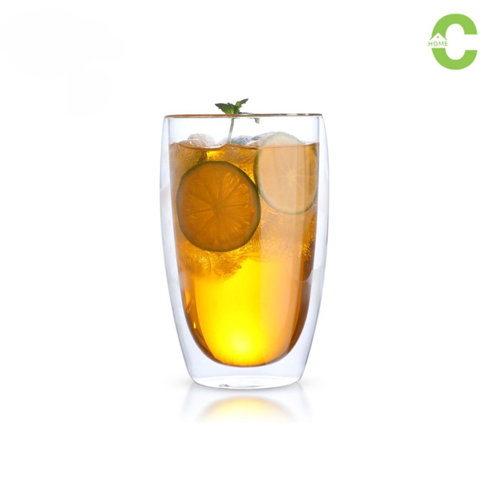 HOMEC แก้วกาแฟ 2ชั้น Double Wall Glass สำหรับใส่เครื่องดื่ม ชา กาแฟ ใช้กับน้ำร้อน น้ำเย็น