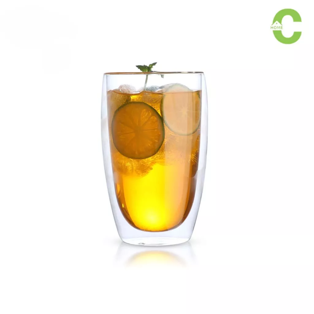 HOMEC แก้วกาแฟ 2ชั้น Double Wall Glass สำหรับใส่เครื่องดื่ม ชา กาแฟ ใช้กับน้ำร้อน น้ำเย็น