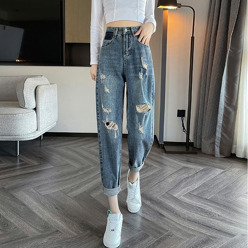 beautified กางเกงยีนส์ทรงบอยเฟรนด์ยุค 90 เอวสูง แนววินเทจ แฟชั้นผู้หญิง สำหรับคนต้นขาใหญ่