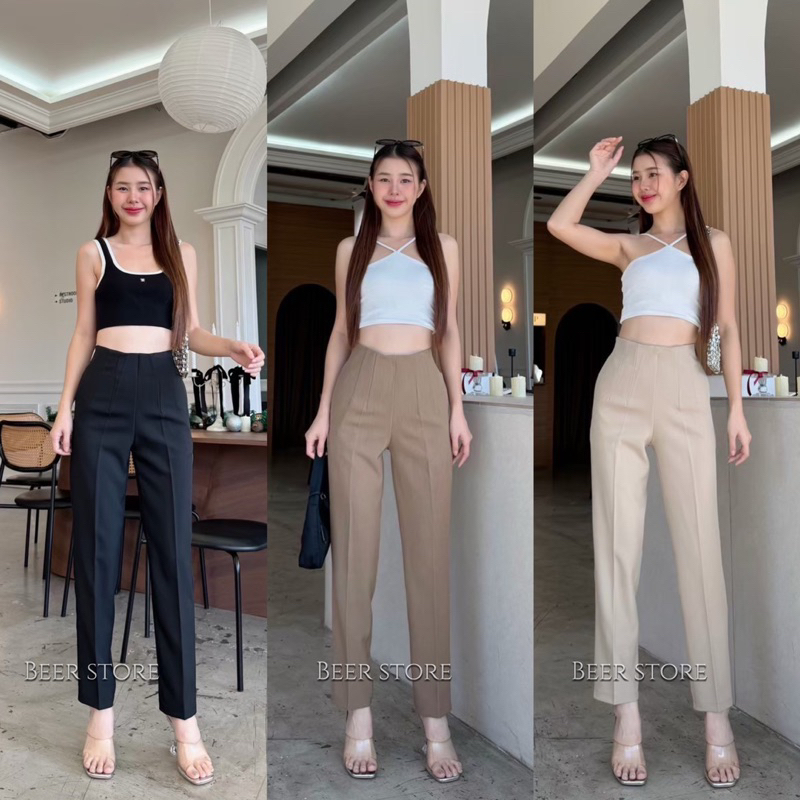 𝐍𝐄𝐖 𝐀𝐑𝐑𝐈𝐕𝐀𝐋𝐒 กางเกงขากระบอกเล็ก9ส่วนซิปหลังพร้อมส่ง