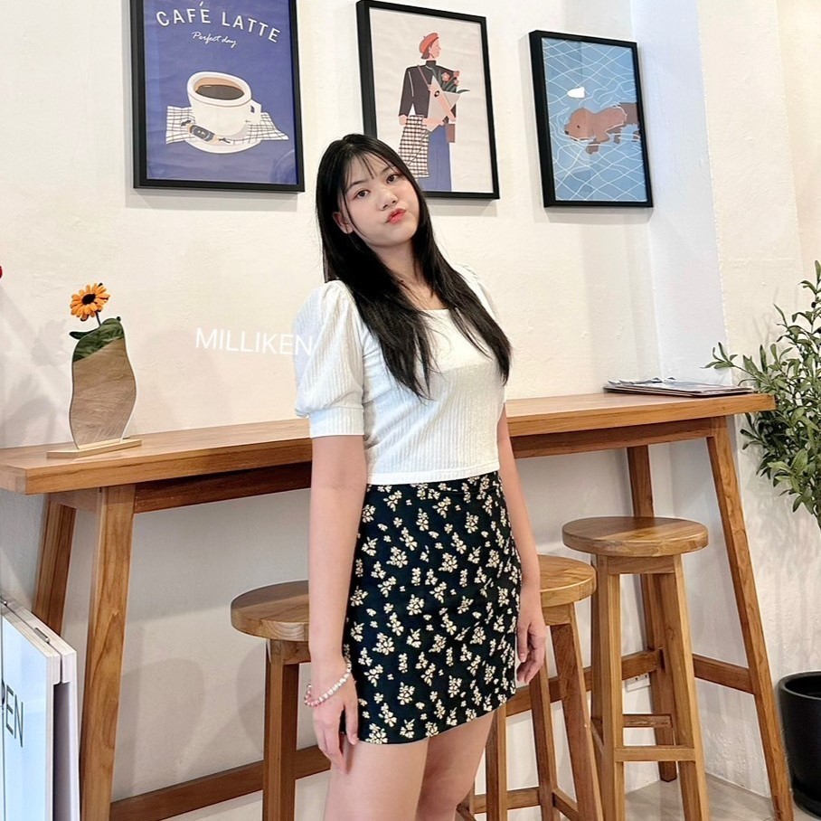 กระโปรงทรงเอ ลายดอกไม้ มีกางเกงซับใน กระโปรงลายดอกไม้ เกาหลี น่ารัก ราคา ถูกที่สุด ดีลบีเคเค แกลเลอรีภาพที่ 5