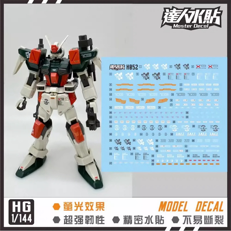 ดีคอลน้ำ DL 052 SEED Decal HG 1:144 BUSTER GUNDAM GAT-X103 เรืองแสงแบล็คไลท์