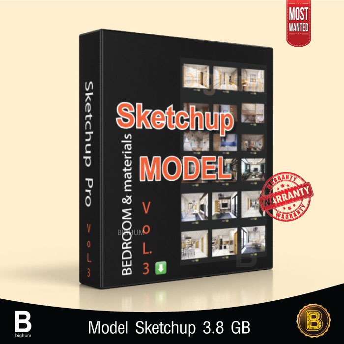 3D Model for SketchUp Vol.3 | Bedroom with Material | windows Mac