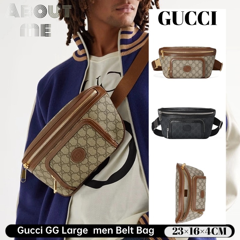 กุชชี่ 🌸Gucci GG Large men Belt Bag 🌸กระเป๋าสะพายข้างพิมพ์ลายผู้ชาย