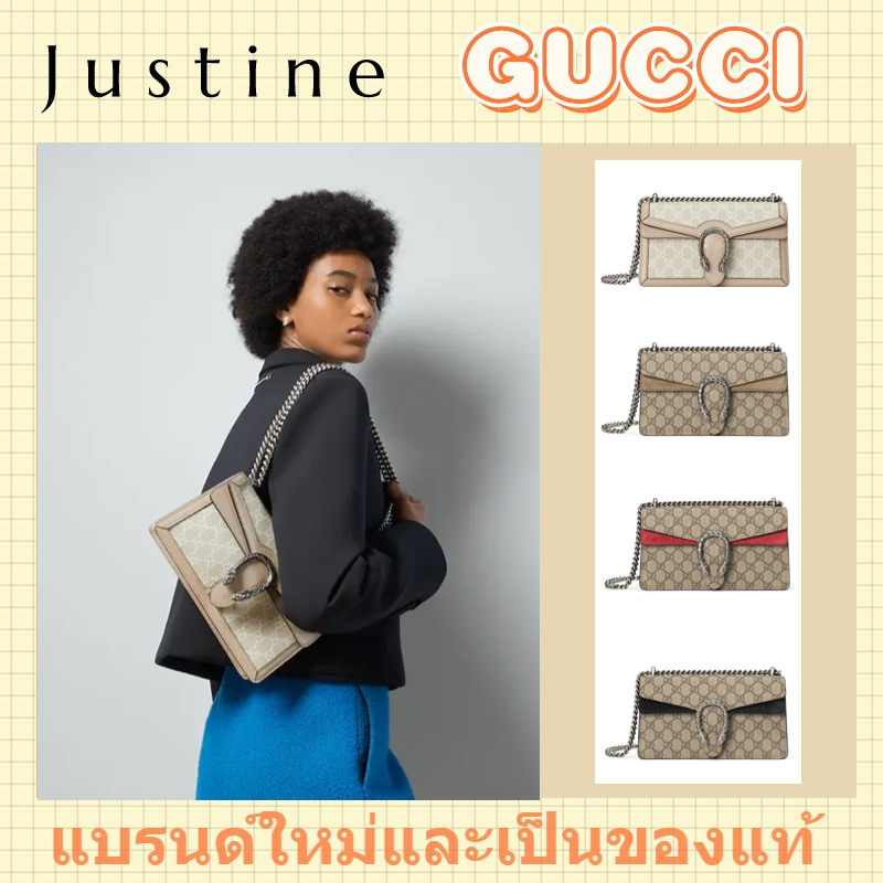 Gucci Dionysus series ทรัมเป็ต GG handbags รูปสี่เหลี่ยมผืนผ้า/ผลิตภัณฑ์ของแท้ใหม่