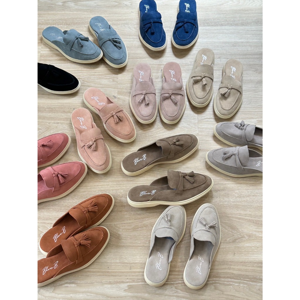 [pre-order 14 วัน] NEW!! CHERLYN SLIP-ON | Suede lambskin รองเท้าโลฟเฟอร์แบบเปิดส้น หนังกลับแกะนุ่ม