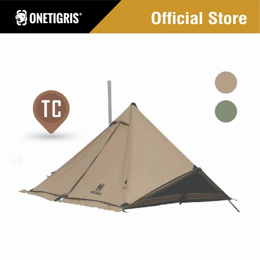 OneTigris เต็นท์ รุ่น CONIFER T/C Chimney Tent ตั้งเเคมป์ เต้นท์สนามเดินป่า เต็นท์แคมป์สำหรับ 1-2คน