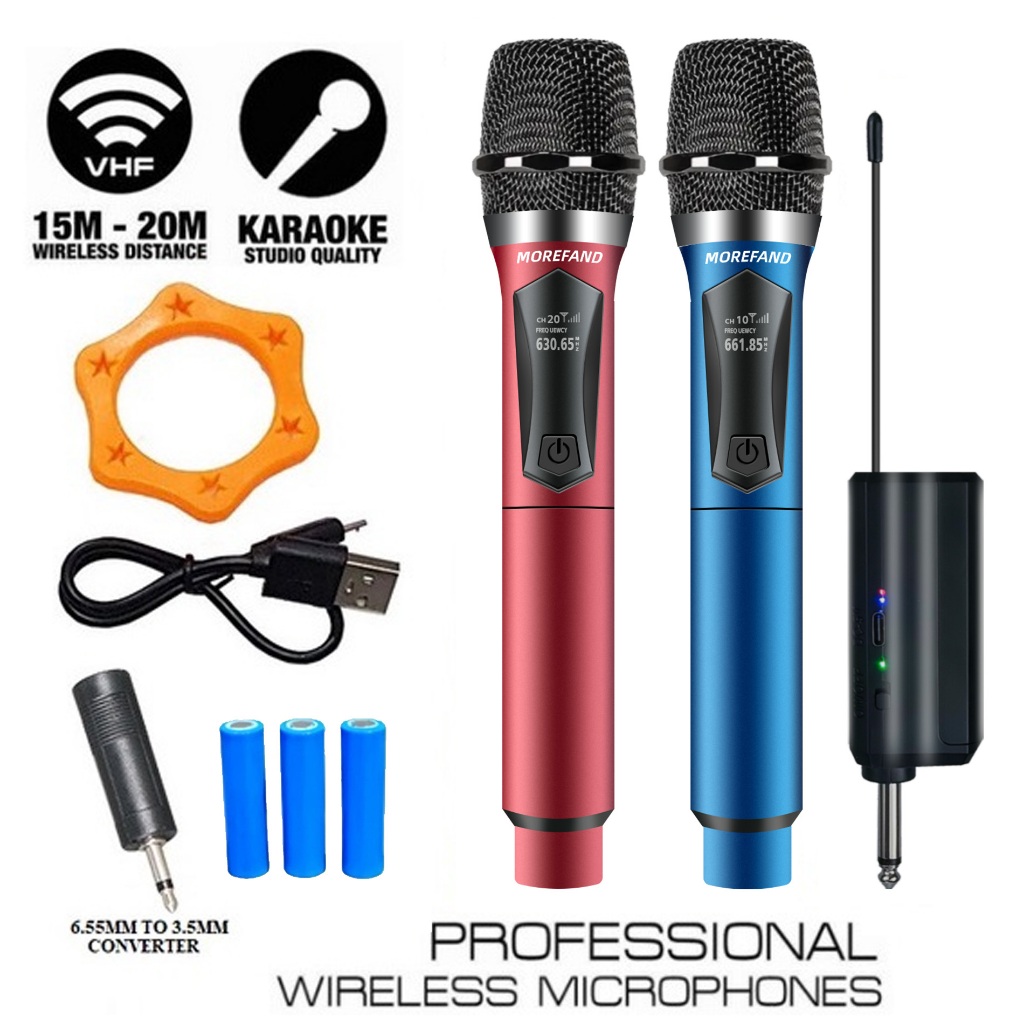 Karaoke Mic Wireless ไมโครโฟนไร้สาย ไมค์คู่แบบมือถือ ไมค์ลอยแบบพกพา ไมโครโฟนเวที ไมค์ร้องเพลง COD