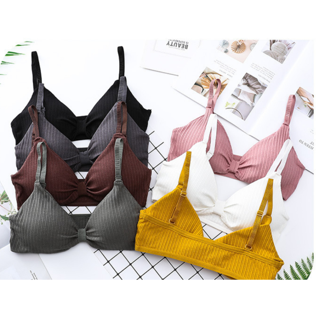 B013 เสื้อชั้นในผู้หญิง ดีไซน์โบว์ แบบสวม น่ารักสไตส์เกาหลี มี7สี