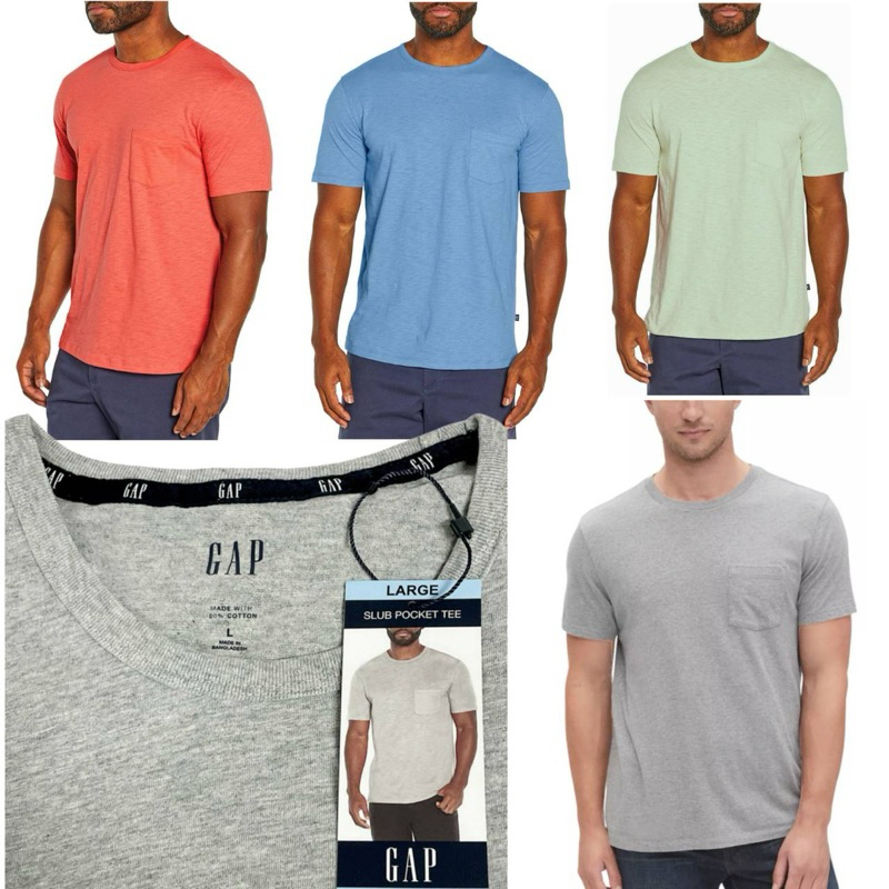 เสื้อยืดคอกลม มีกระเป๋าอก Gap Slub Pocket T-Shirt