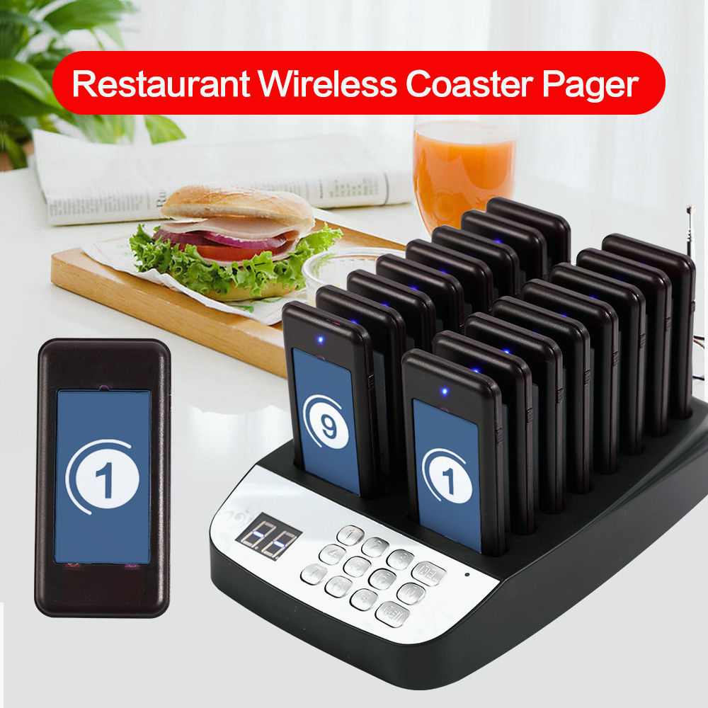 🚚จัดส่ง1-2วัน🚚 BBK เครื่องเรียกคิวไร้สาย Wireless Calling System เพจเจอร์เรียกคิว เรียกลูกค้า สำหรับ ร้านอาหาร 16pcs