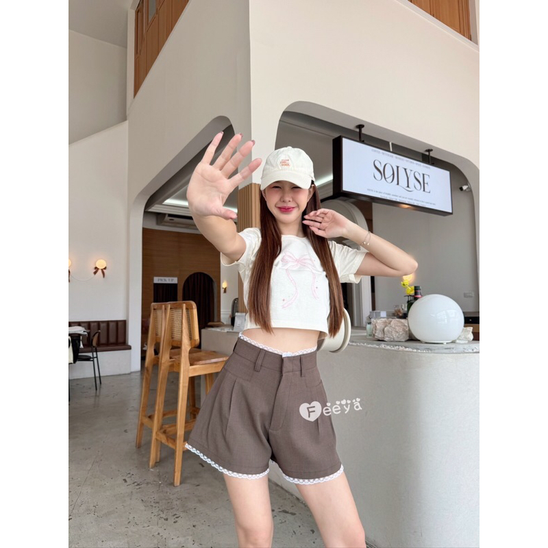พร้อมส่ง!! กางเกงขาสั้นสไตล์เกาหลี แต่งลูกไม้ ผ้าสโนว์ สาวๆต้องมีติดตู้ ราคา ถูกที่สุด ดีลบีเคเค แกลเลอรีภาพที่ 6
