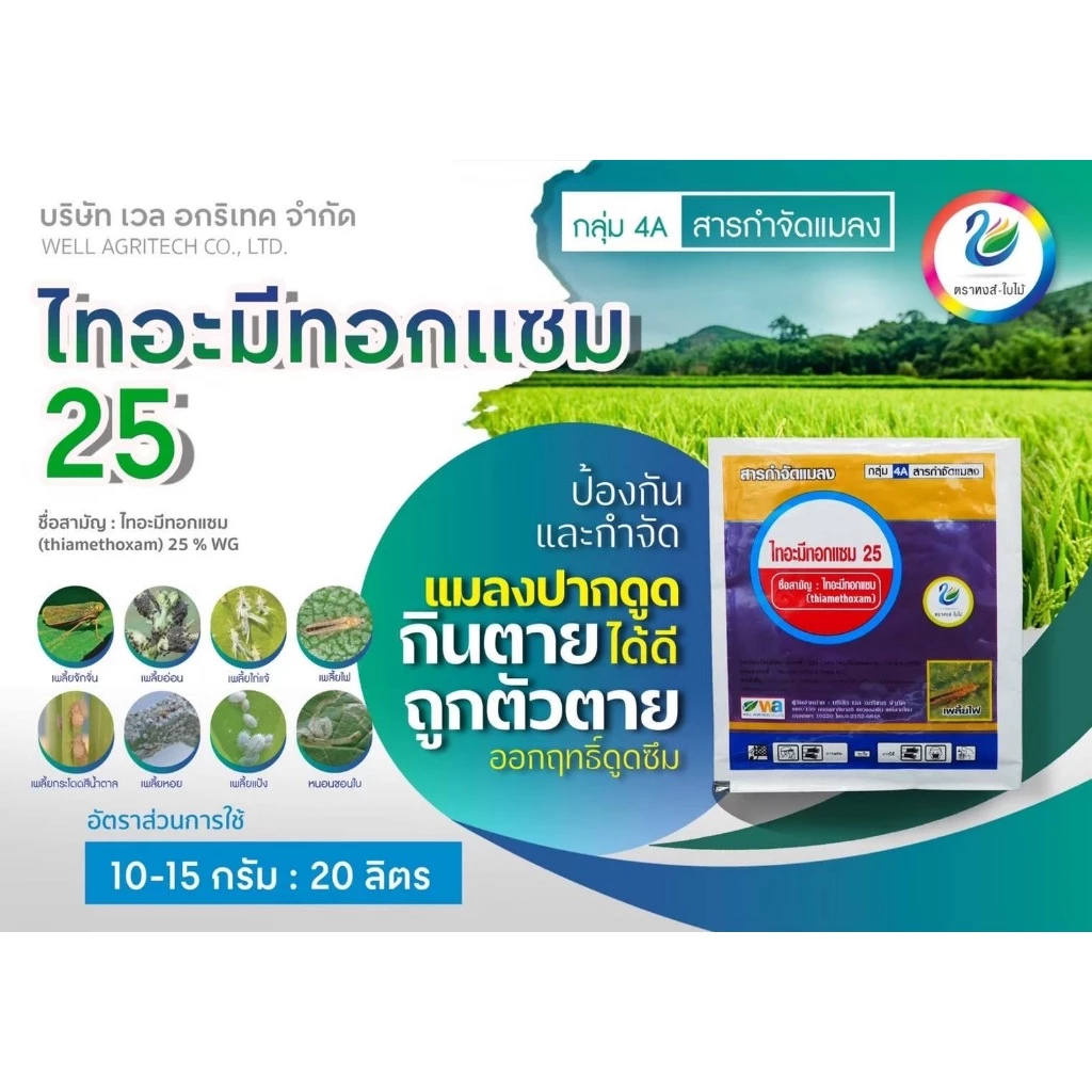 ไทอะมีทอกแซม 25% WG 1กิโลกรัม เพลี้ยจักจั่น เพลี้ยอ่อน เพลี้ยไฟ เพลี้ยแป้ง หนอน ตราหงษ์ใบไม้