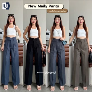 T22 Maily Pants ขอบยื่นเก็บหุ่น กางเกงทรงกระบอกใหญ่ กางเกงขายาว ผู้หญิง เอวสูง พรางหุ่น พรางสะโพก ใส่ทำงาน ผ้าไมลี่สลาฟ