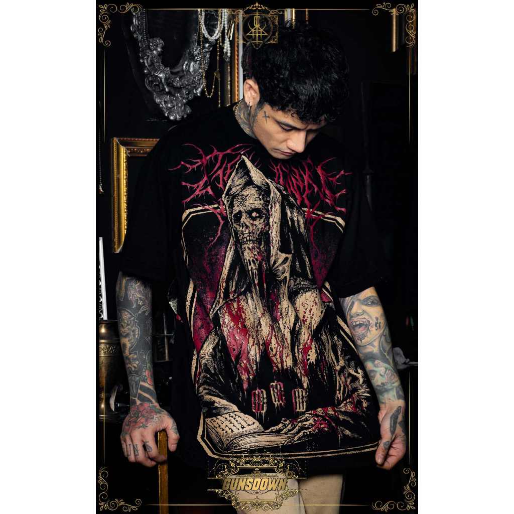 เสื้อยืดคอฟิตสีดำ GUNSDOWN : IN THE DARK