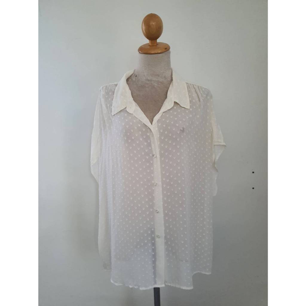 FF05393 เสื้อผ้ามือสอง ชีฟอง สีครีม แบรนด์ Coldwater Creek