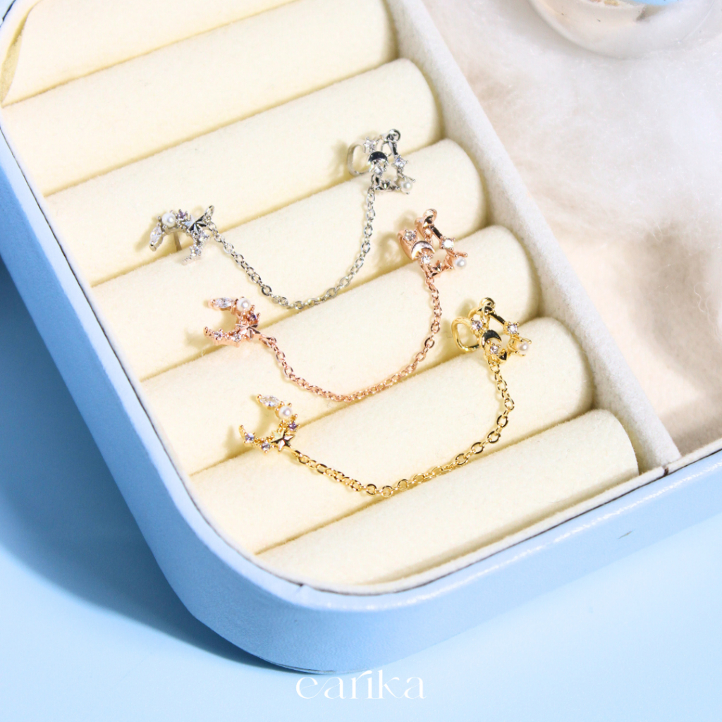 earika.earrings - shiny moonlight hook ต่างหูห้อยรูปพระจันทร์ครึ่งเสี้ยว ก้านเงินแท้ (ราคาต่อชิ้น) เ