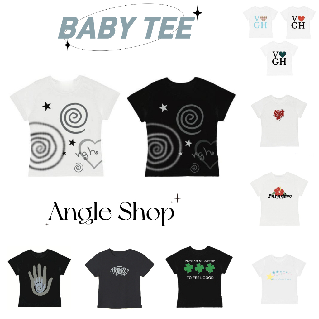 （จัดส่งตลอด 24 ชั่วโมง）Angle Official เสื้อยืดแขนสั้นผู้หญิงสไตล์เกาหลีผ้าฝ้ายแฟชั่นเสื้อครอปผู้หญิง