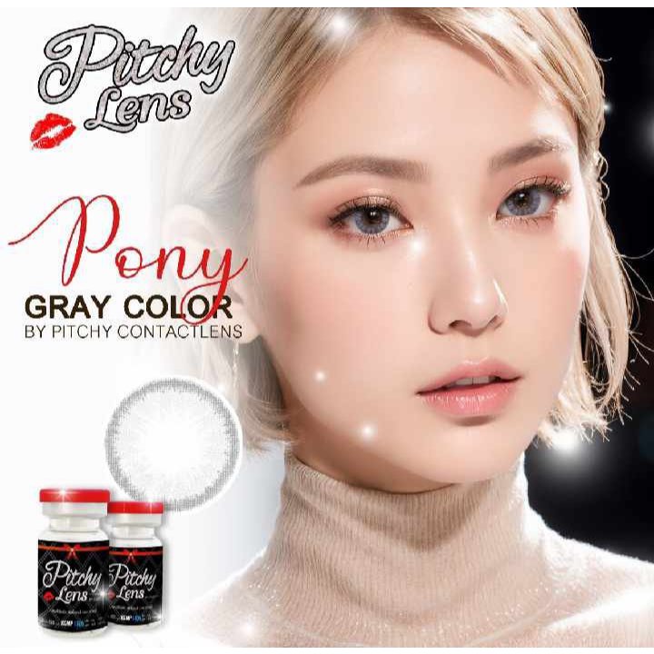คอนแทคเลนส์ รุ่น Pony สีเทา/ตาล gray/brown ลายฮิต มีค่าสายตา (0.00)-(-10.00)