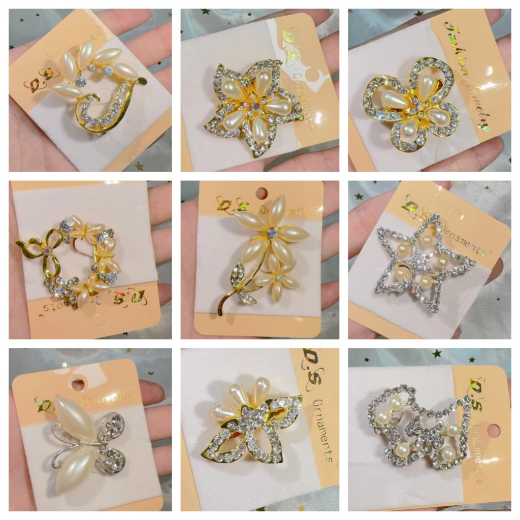 Vintage jewellry เข็มกลัดมุกเทียม วัสดุโลหะผสม หมุดเสื้อผ้า เสื้อผ้าที่เข้ากัน