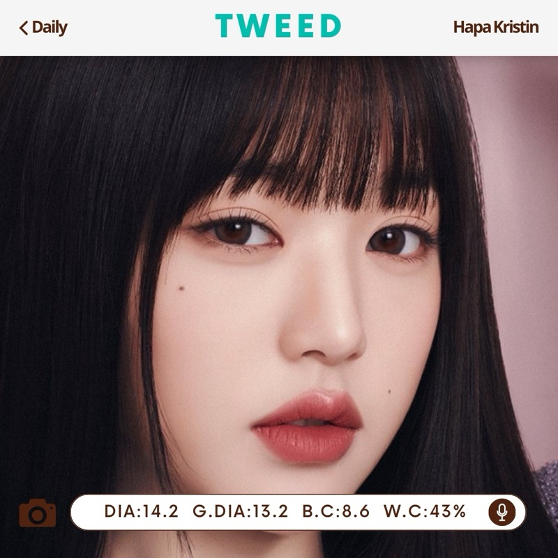 สายตาปกติมาเพิ่ม ( Hapa Kristin:รายวัน/แบ่งขาย ) - รุ่น Tweed คอนแทคเลนส์เกาหลีของแท้พร้อมส่ง มีสายตาปกติและค่าสายตา