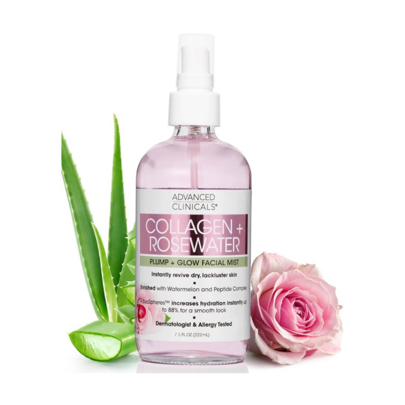 สเปรย์น้ำแร่คอลลาเจนและน้ำกุหลาบเพื่อใบหน้าอิ่มฟู Advanced Clinicals ขนาด 8oz 237ml